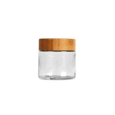 3oz καθαρίστε το βάζο ζιζανίων γυαλιού με το καπάκι μπαμπού 8ο βάζο γυαλιού 3,5 γραμμαρίου