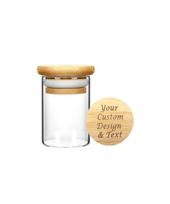 Βάζο καρυκευμάτων γυαλιού Borosilicate αποθήκευσης τροφίμων με το καπάκι μπαμπού για τα δημητριακά αλευριού νουντλς χορταριών