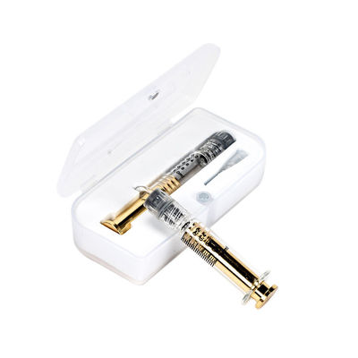 1 ml Luer Lock γυάλινη σύριγγα με μεταλλικό χρυσό εμβόλιο