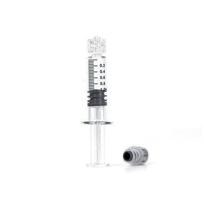Σύριγγα 1mL Prefillable πετρελαίου κλειδαριών Luer γυαλιού Borosilicate για το πετρέλαιο καννάβεων CBD