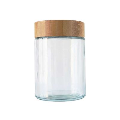 18oz ακίνδυνη για τα παιδιά μαριχουάνα βάζων γυαλιού καπακιών μπαμπού που συσκευάζει το μεγάλο βάζο λουλουδιών κάνναβης