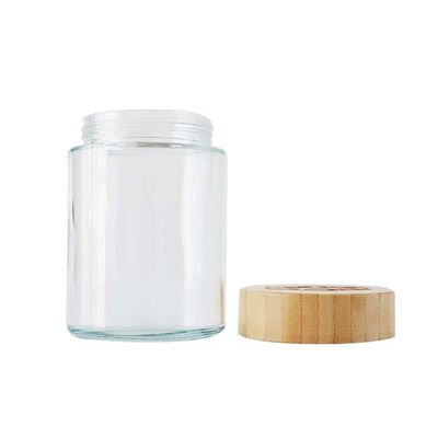 18oz ακίνδυνη για τα παιδιά μαριχουάνα βάζων γυαλιού καπακιών μπαμπού που συσκευάζει το μεγάλο βάζο λουλουδιών κάνναβης