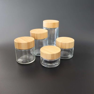 2-6oz 8ο βάζο γυαλιού καπακιών μπαμπού απόδειξης παιδιών βάζων Stash ζιζανίων γυαλιού
