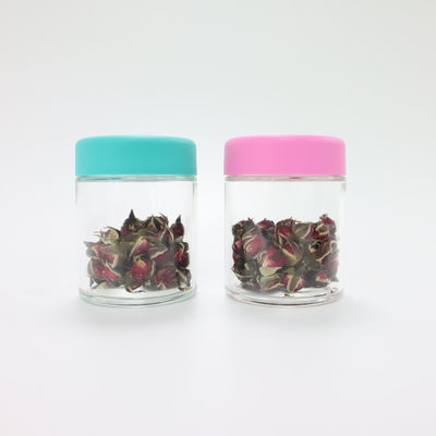 2oz 3oz Custom Logo Glass Weed Holder Jar με ανθεκτικό στα παιδιά καπάκι βίδας