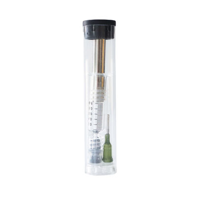 1 ml Luer Lock γυάλινη σύριγγα με μεταλλικό χρυσό εμβόλιο